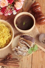 Duck noodle with vegetable and soup delicious.