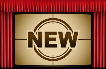 Movie theatre. Red curtain. New