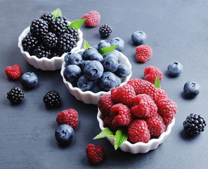 Fresh ripe berry in closeup . Mix of berry.