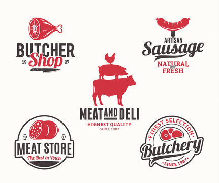 Buchery and meat products logo and design elements