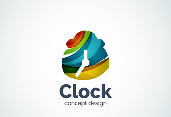 Clock logo template, time management business concept