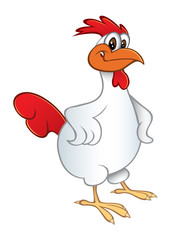 cartoon vector illustration of a chicken smiling