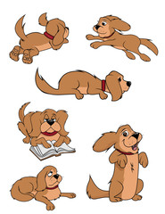 cartoon vector illustration of a fluffy dog collection