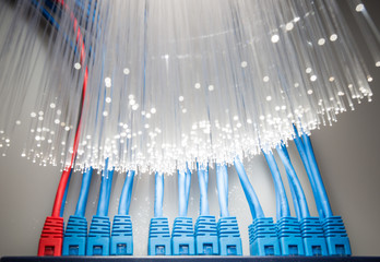 Fiber optics background with lots of light spots