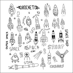 rocket set hand drawn