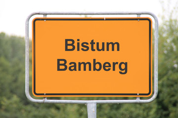 Ein Schild Bistum Bamberg