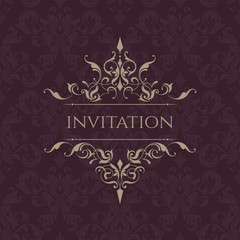 Wedding invitation. Classic border. Decorative frame.