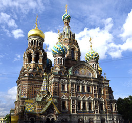 Fototapeta na wymiar Saint Petersburg, Russia. The Cathedral of the Savior on spilled blood, built in honor of the murdered Tsar Alexander 2
