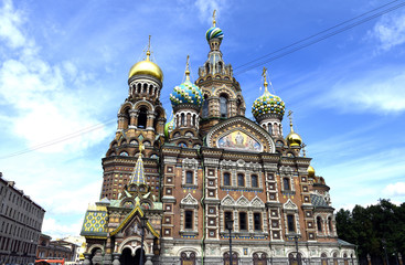 Fototapeta na wymiar Saint Petersburg, Russia. The Cathedral of the Savior on spilled blood, built in honor of the murdered Tsar Alexander 2