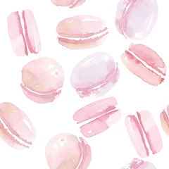 Zelfklevend Fotobehang french sweets handdrawn concept. pastel color macaron sweet cake © galyna_p