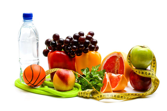 fitness equipment and healthy food