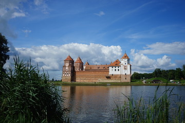 Naklejka premium Mir Castle Complex of XVI–XX centuries in a small town Mir
