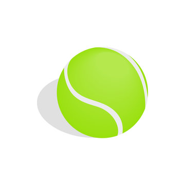 Green tennis ball icon in isometric 3d style isolated on white background