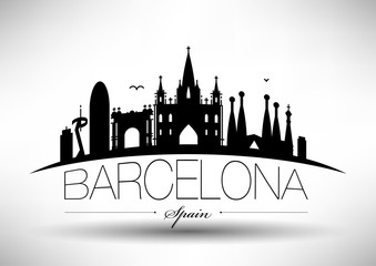 Vector Barcelona City Skyline Design