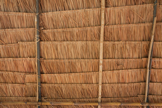 Rural House Roof Made Of Cogon Grass,thatch Roof Background,Basketwork,Straw Pattern Roof Background And Texture