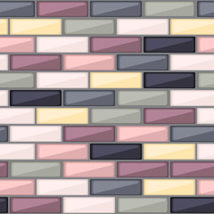 Mosaic tiles seamless vector background. Abstract graphic pattern with colorful brick elements. Vector illustration