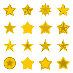Flat star icons set. Universal star icons to use for web and mobile UI, set of basic star elements isolated vector illustration