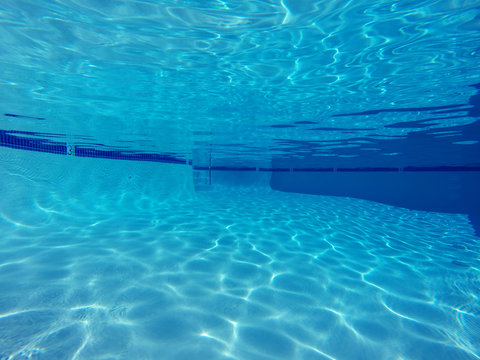 Large Swimming Pool with Underwater Light Patterns