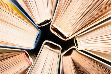 hardcover books closeup