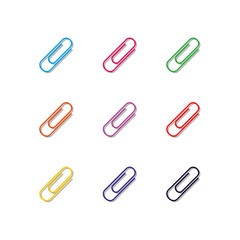 Set of multicolored paper clips, vector illustration.