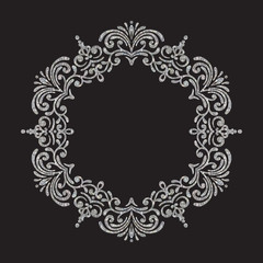 Elegant luxury vintage circle silver floral frame