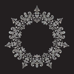 Elegant luxury vintage circle silver floral frame