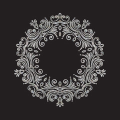 Elegant luxury vintage circle silver floral frame