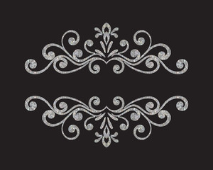 Elegant luxury vintage silver floral border