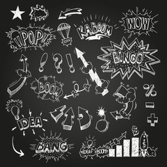 Set comic book explosion hand drawn, vector illustration
