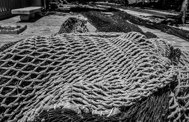black & white picture of traditional fishing nets