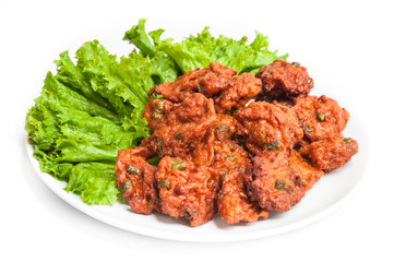 Fried fish-paste balls on white background