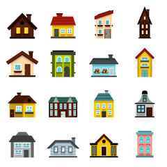 Flat house icons set. Universal house icons to use for web and mobile UI, set of basic house elements isolated vector illustration