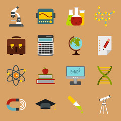 Flat education icons set. Universal education icons to use for web and mobile UI, set of basic education elements isolated vector illustration