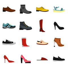 Flat shoe icons set. Universal shoe icons to use for web and mobile UI, set of basic shoe elements isolated vector illustration