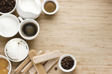 Tiramisu ingredients. Cooking classical Italian dessert concept