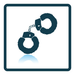 Sex handcuffs with fur icon