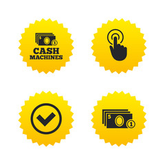 ATM cash machine withdrawal icons.