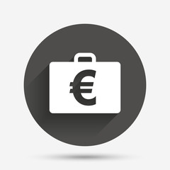 Case with Euro EUR sign. Briefcase button.