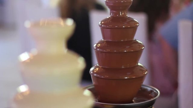 Fountain of milk and white chocolate