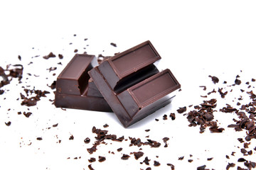 Chocolate chunks isolated