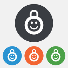 Child lock icon. Locker with smile symbol.