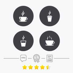 Coffee cup icon. Hot drinks glasses symbols.