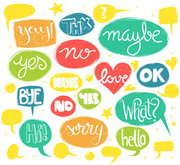 words in speech bubbles