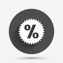 Discount percent sign icon. Star symbol.