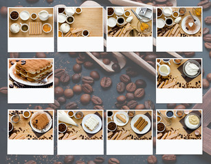 Tiramisu cooking collage steps on a white background