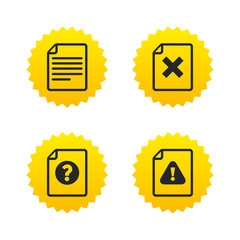 File attention icons. Exclamation signs.