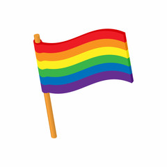 Flag LGBT icon in cartoon style isolated on white background. Tolerance symbol