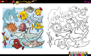 fish characters coloring book