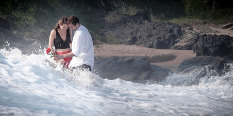 Romance Engagement Couple Love Beach Ocean Lovers Relationship