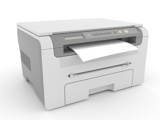 3d rendering of a printer for printing an isolated white background.